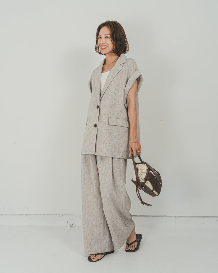 ［SET］Tweedテイラードジレ + Tweedダブルタックパンツ（2SET）