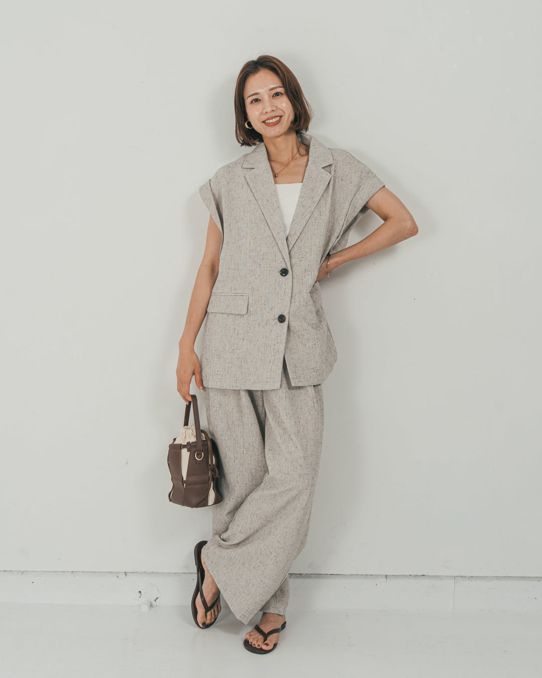 ［SET］Tweedテイラードジレ + Tweedダブルタックパンツ（2SET）