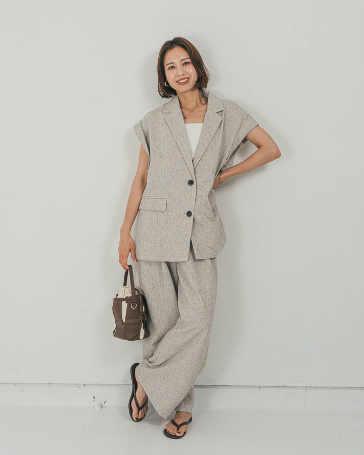 ［SET］Tweedテイラードジレ + Tweedダブルタックパンツ（2SET）