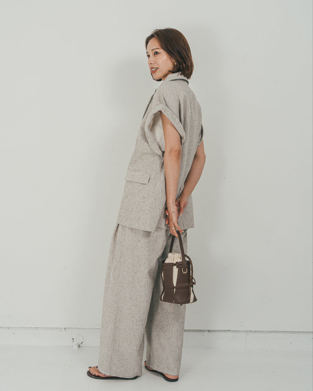［SET］Tweedテイラードジレ + Tweedダブルタックパンツ（2SET）