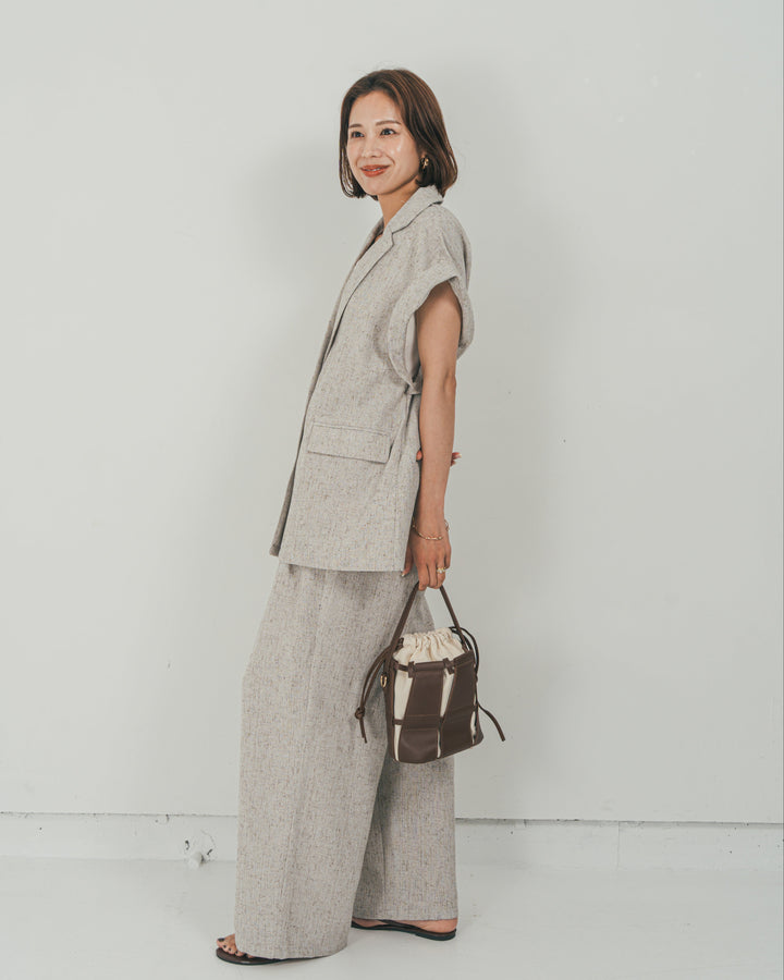 ［SET］Tweedテイラードジレ + Tweedダブルタックパンツ（2SET）