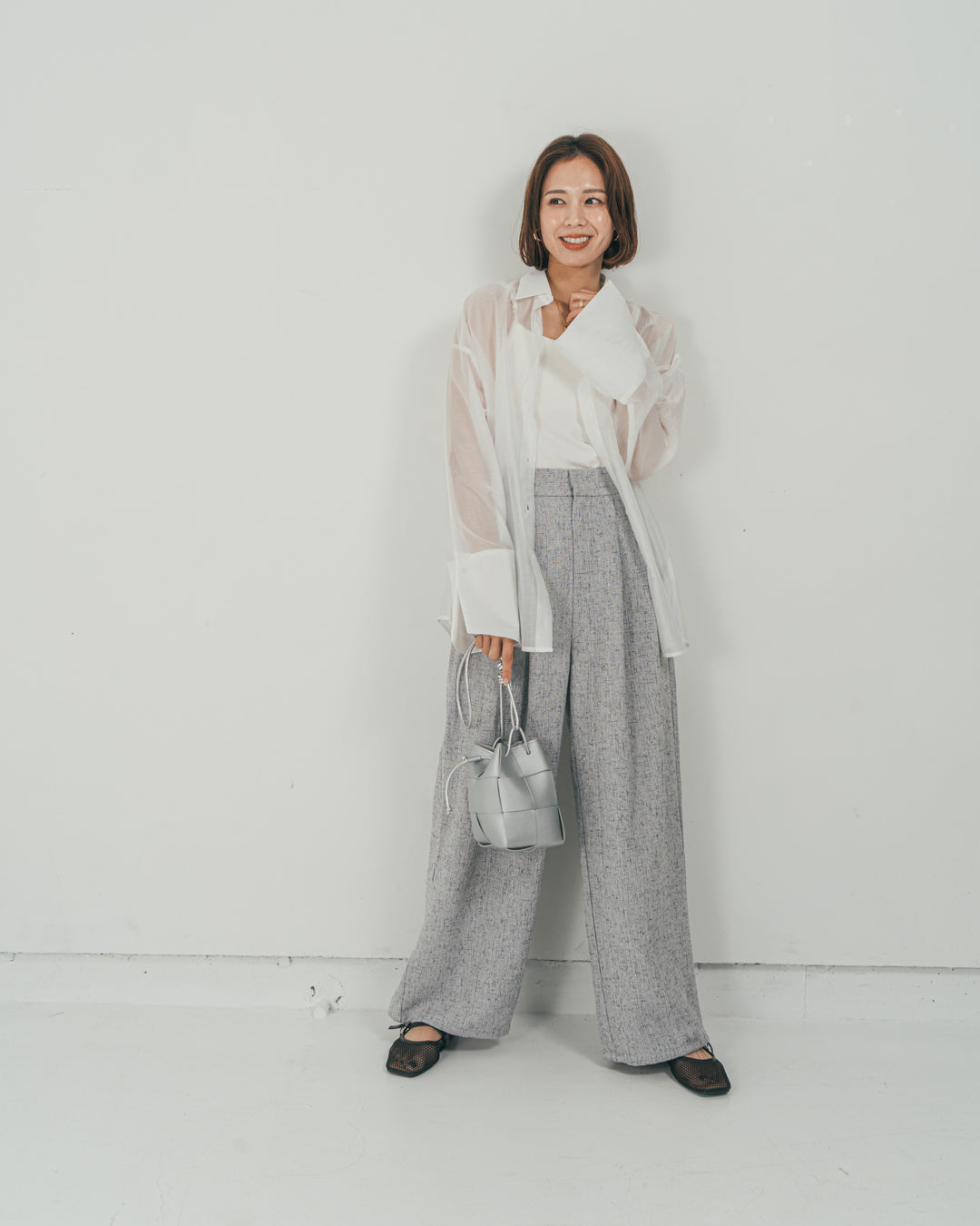Tweedダブルタックパンツ