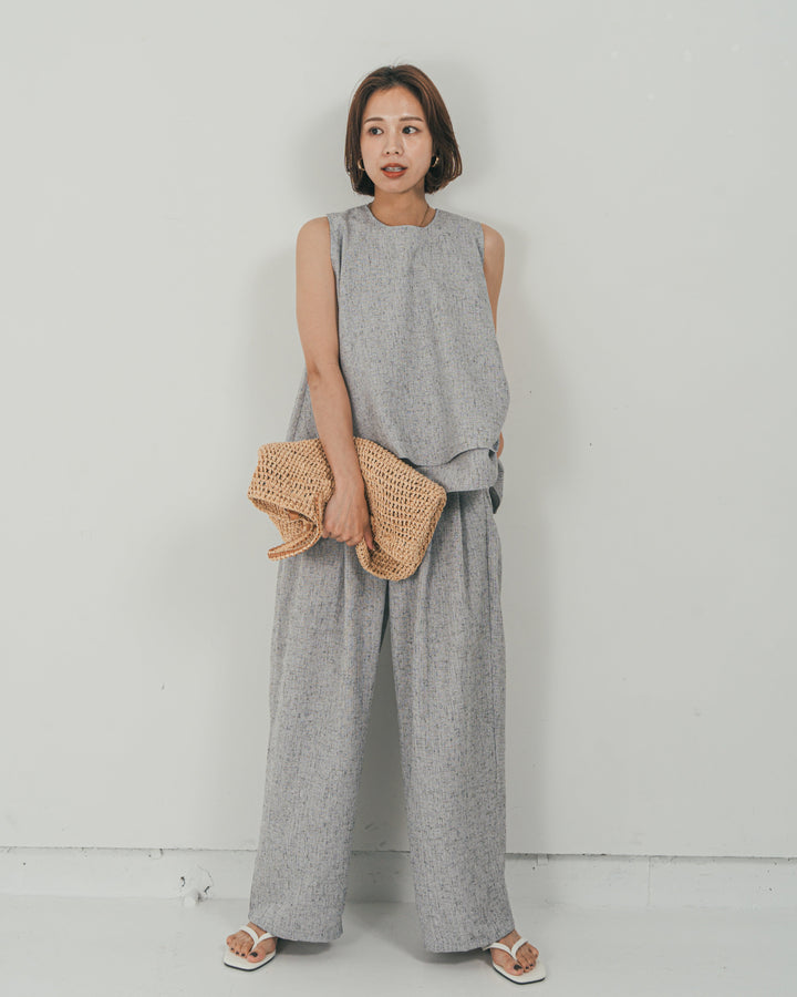［SET］Tweedノースリティアードタンクトップ + Tweedダブルタックパンツ（2SET）