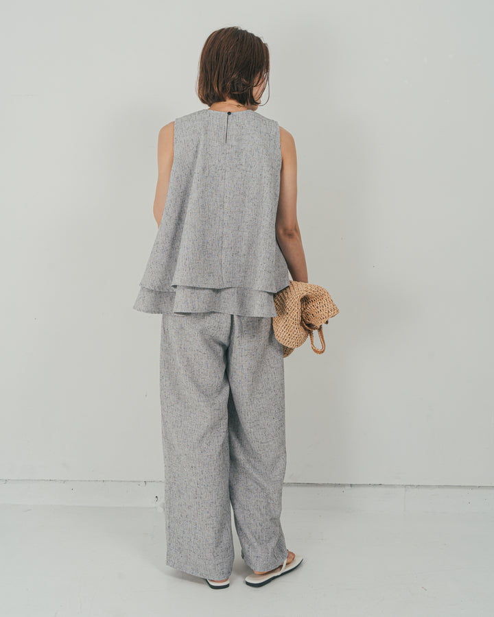 ［SET］Tweedノースリティアードタンクトップ + Tweedテイラードジレ + Tweedダブルタックパンツ（3SET）