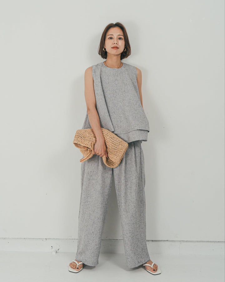 ［SET］Tweedノースリティアードタンクトップ + Tweedダブルタックパンツ（2SET）