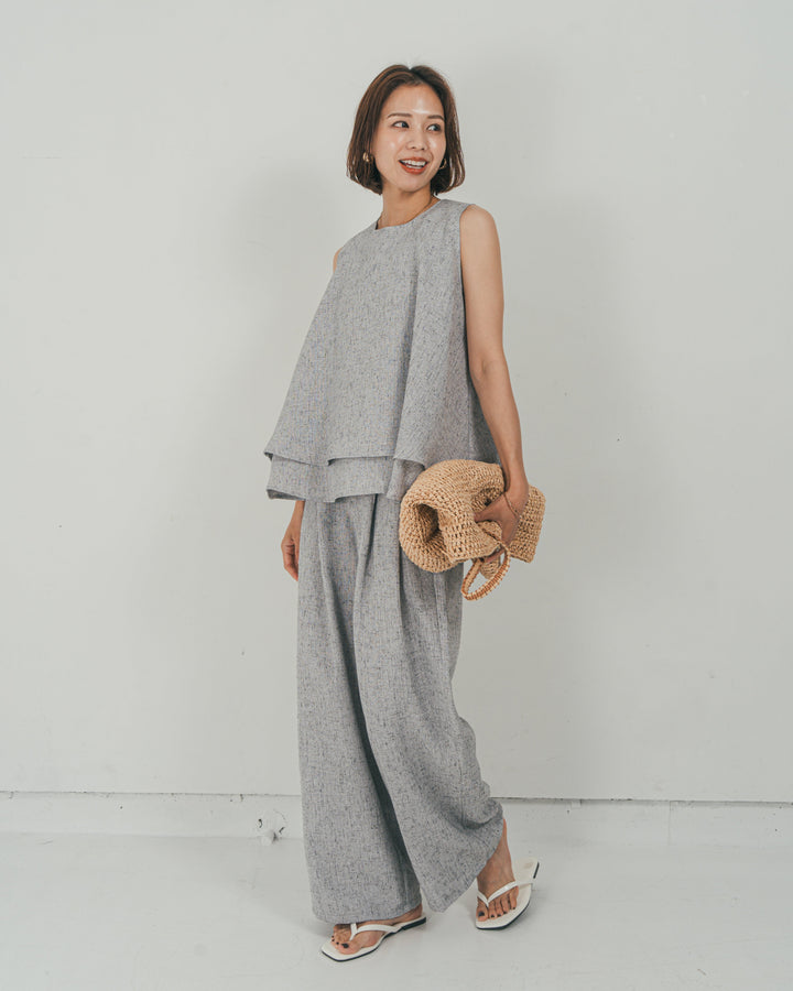 Tweedダブルタックパンツ