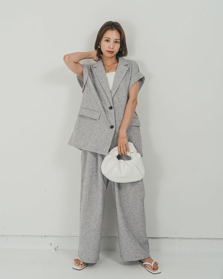 ［SET］Tweedテイラードジレ + Tweedダブルタックパンツ（2SET）
