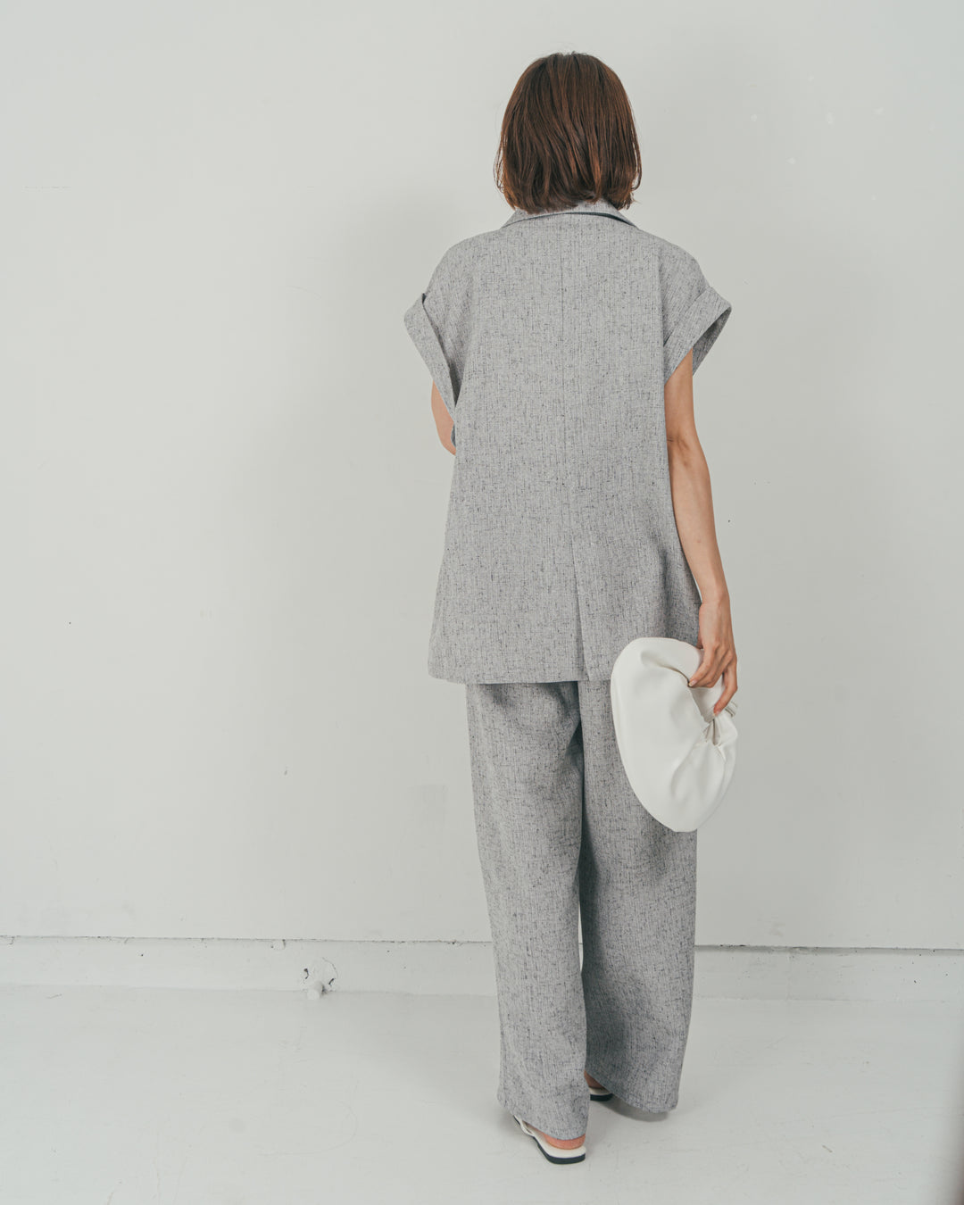 ［SET］Tweedノースリティアードタンクトップ + Tweedテイラードジレ + Tweedダブルタックパンツ（3SET）