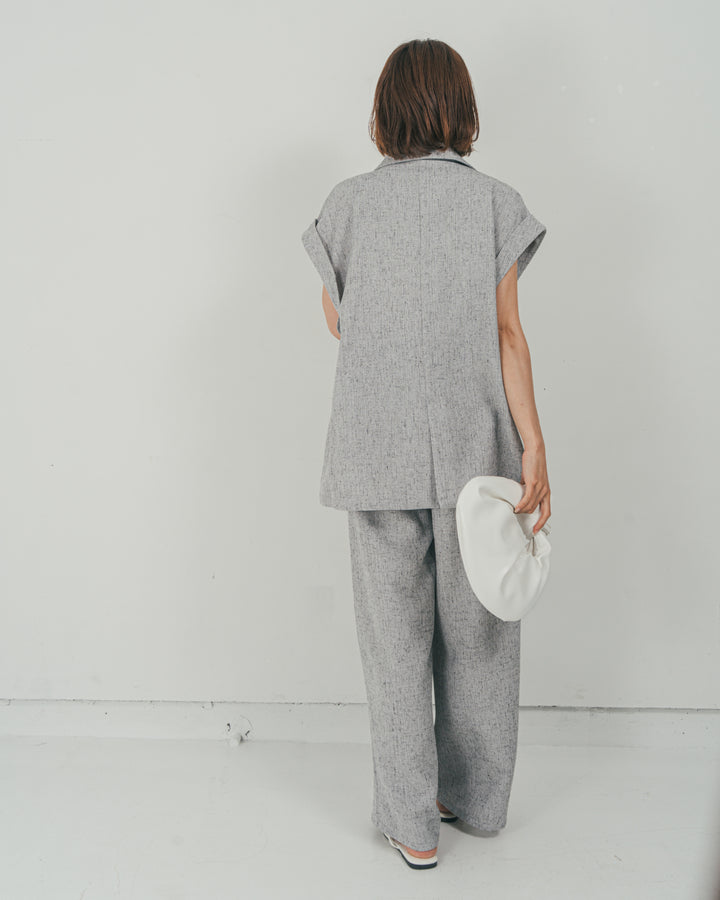 ［SET］Tweedノースリティアードタンクトップ + Tweedテイラードジレ + Tweedダブルタックパンツ（3SET）