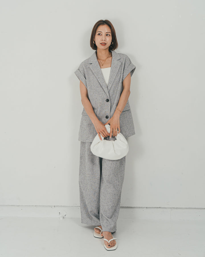 ［SET］Tweedテイラードジレ + Tweedダブルタックパンツ（2SET）