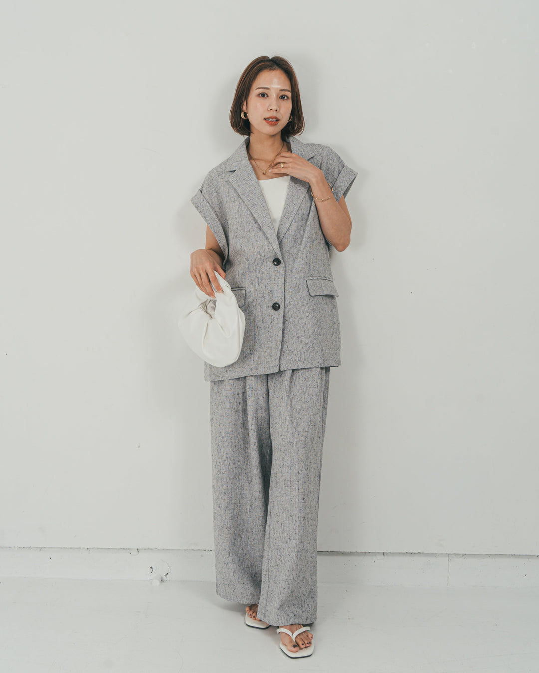 Tweedダブルタックパンツ