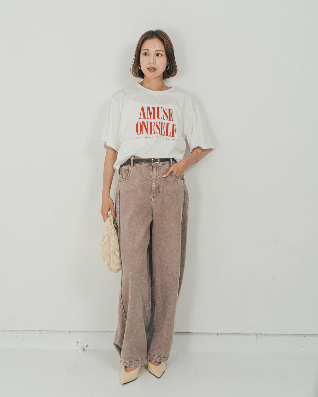 ［SET］コンパクトスムースロゴT + 10oz サイドタック リラックスデニムパンツ（2SET）