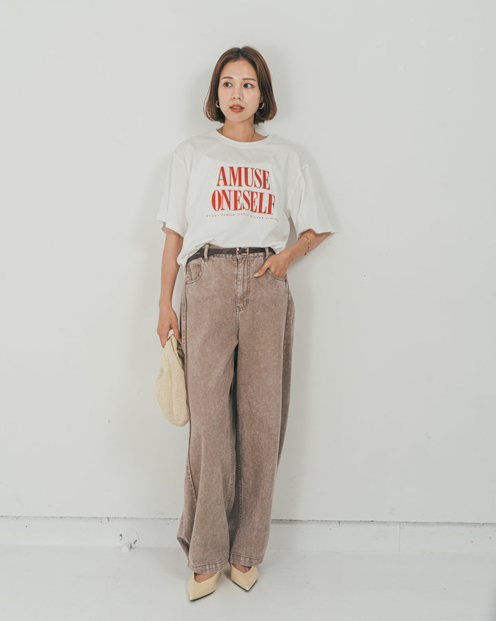 ［SET］コンパクトスムースロゴT + 10oz サイドタック リラックスデニムパンツ（2SET）