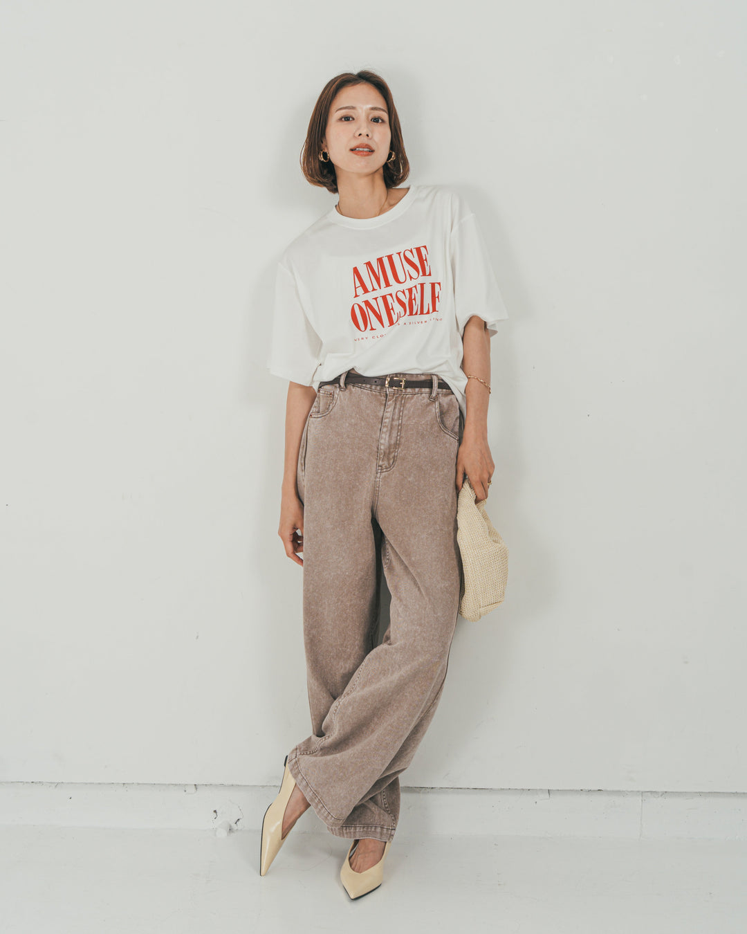 ［SET］コンパクトスムースロゴT + 10oz サイドタック リラックスデニムパンツ（2SET）