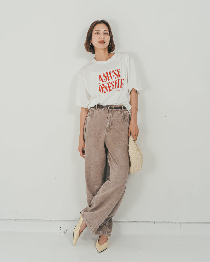 ［SET］コンパクトスムースロゴT + 10oz サイドタック リラックスデニムパンツ（2SET）