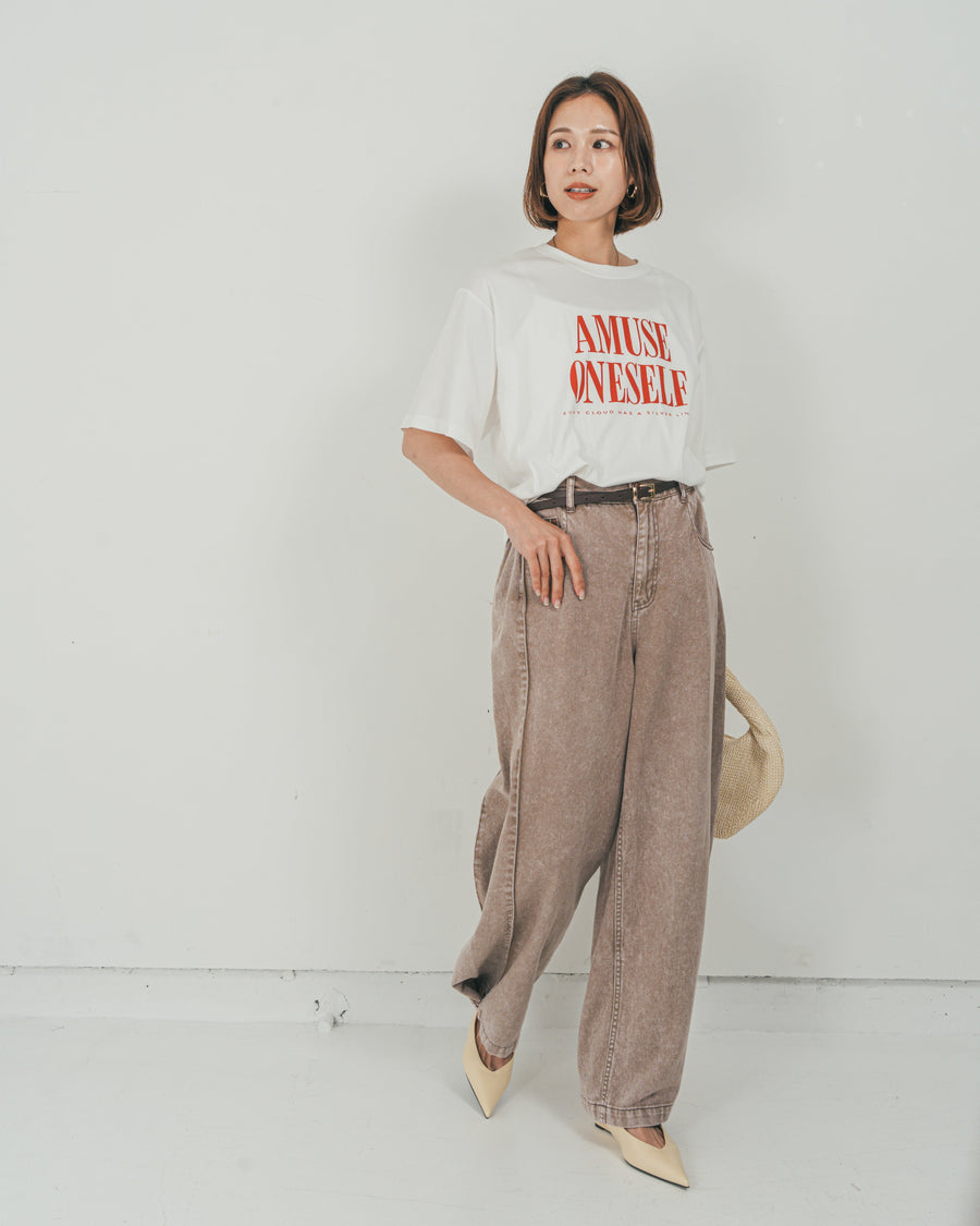 ［SET］コンパクトスムースロゴT + 10oz サイドタック リラックスデニムパンツ（2SET）