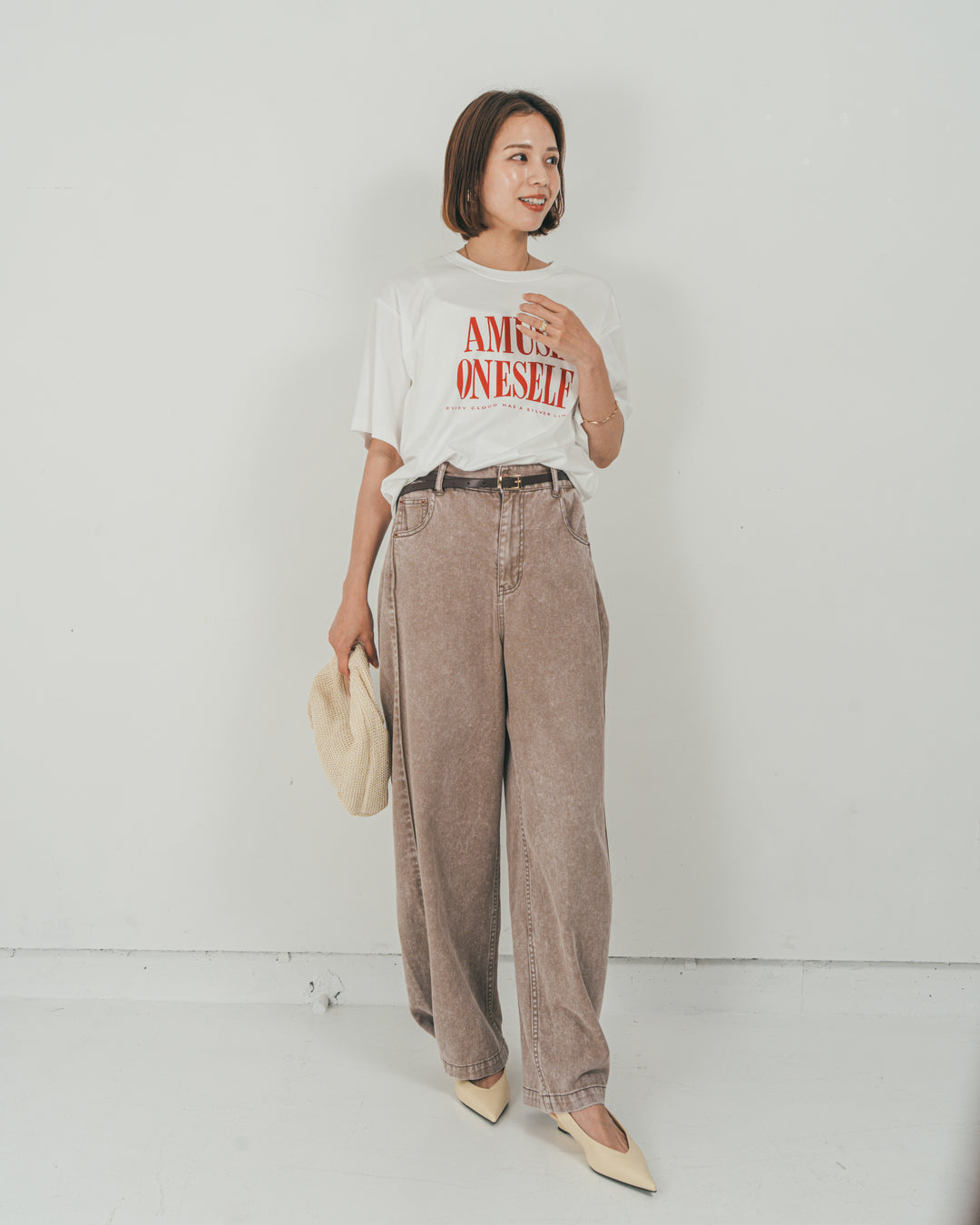 ［SET］コンパクトスムースロゴT + 10oz サイドタック リラックスデニムパンツ（2SET）