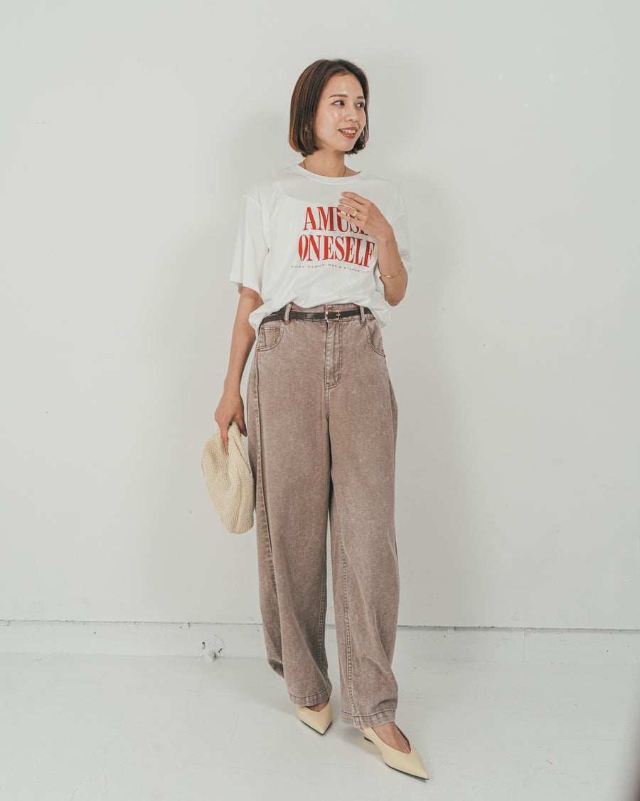 ［SET］コンパクトスムースロゴT + 10oz サイドタック リラックスデニムパンツ（2SET）