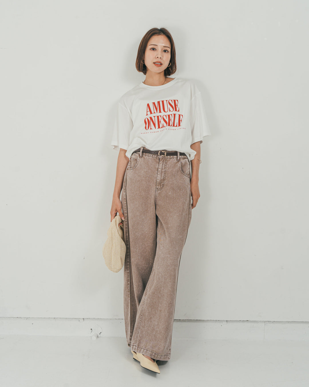 ［SET］コンパクトスムースロゴT + 10oz サイドタック リラックスデニムパンツ（2SET）