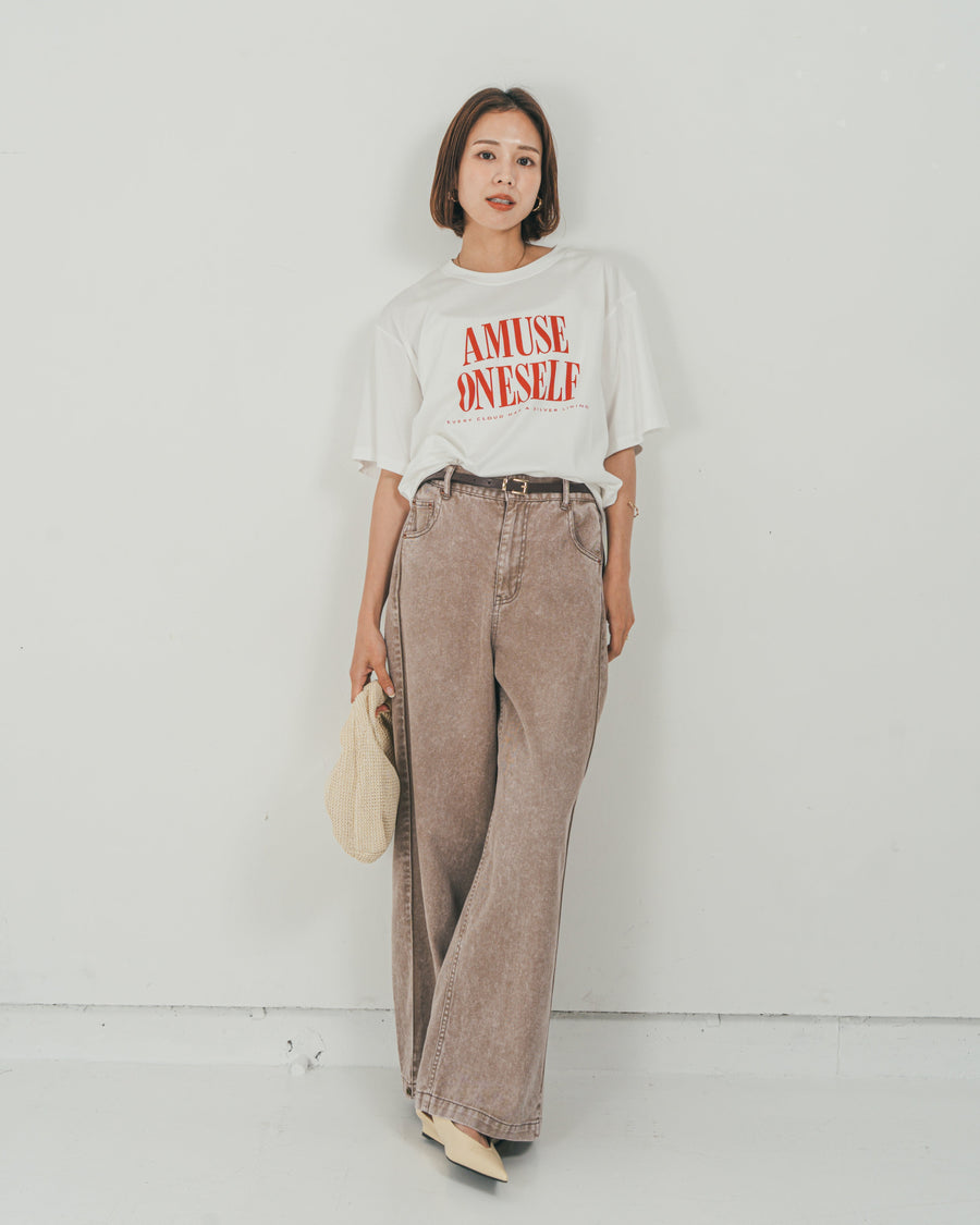 ［SET］コンパクトスムースロゴT + 10oz サイドタック リラックスデニムパンツ（2SET）