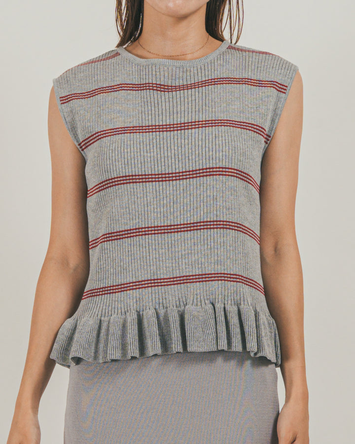 Rib Border フリルニット