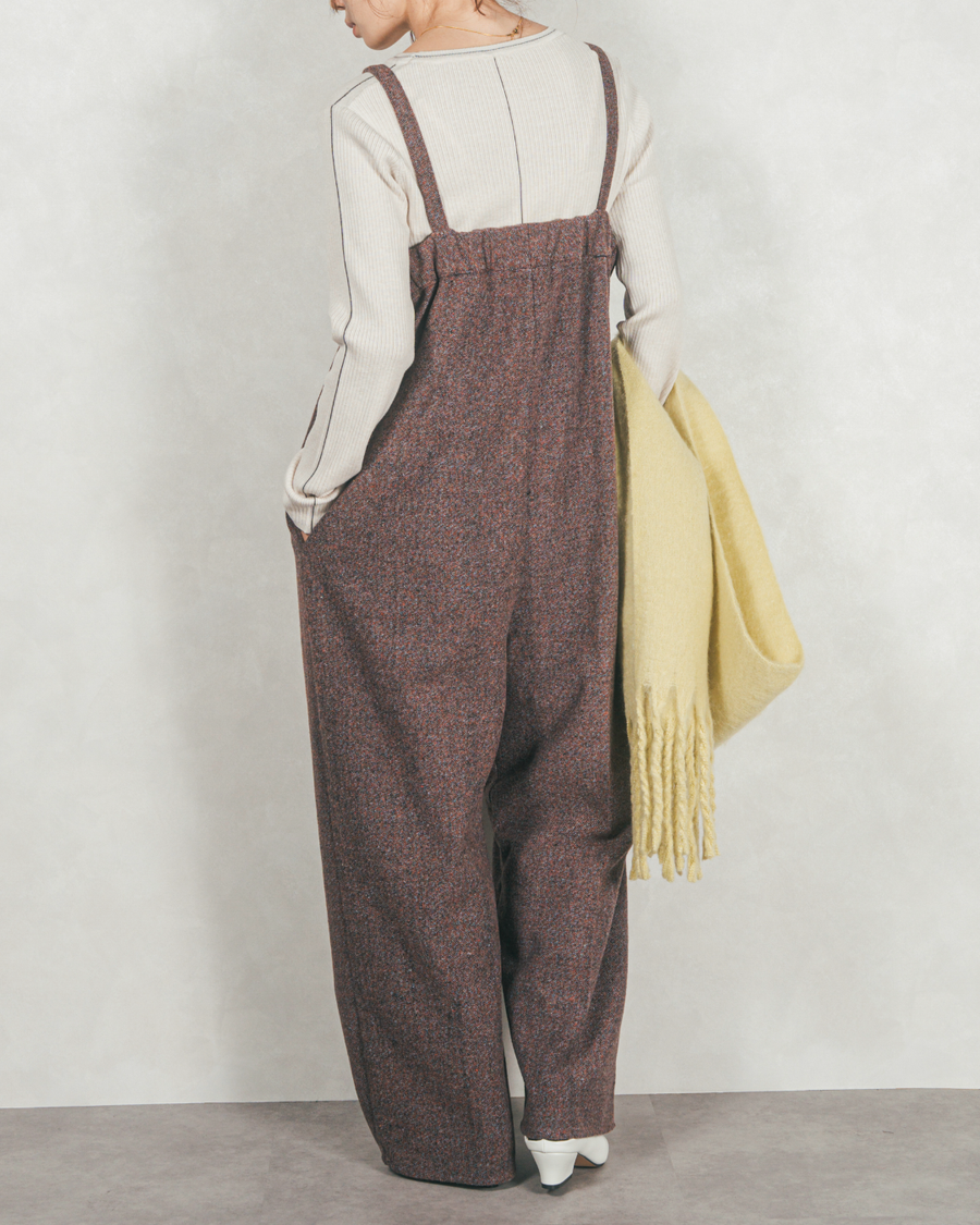 ［SET］Effortless チェックジャケット+Tweedベロアサロペット（2SET）