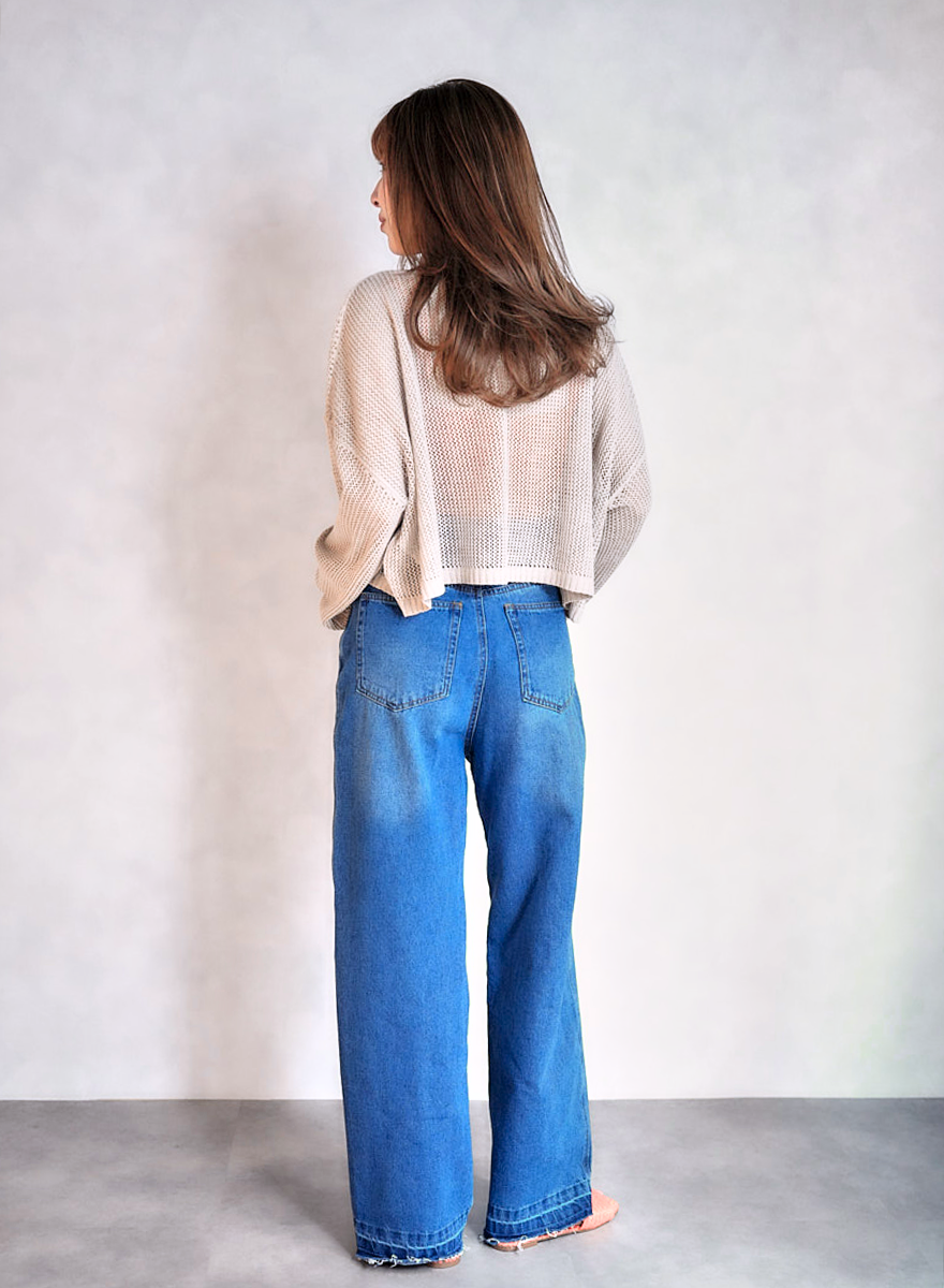 クロップドメッシュニット (BEIGE)