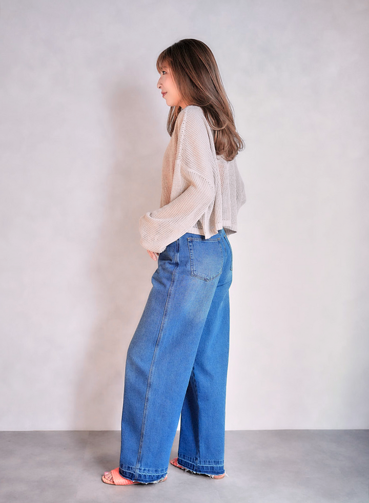 クロップドメッシュニット (BEIGE)