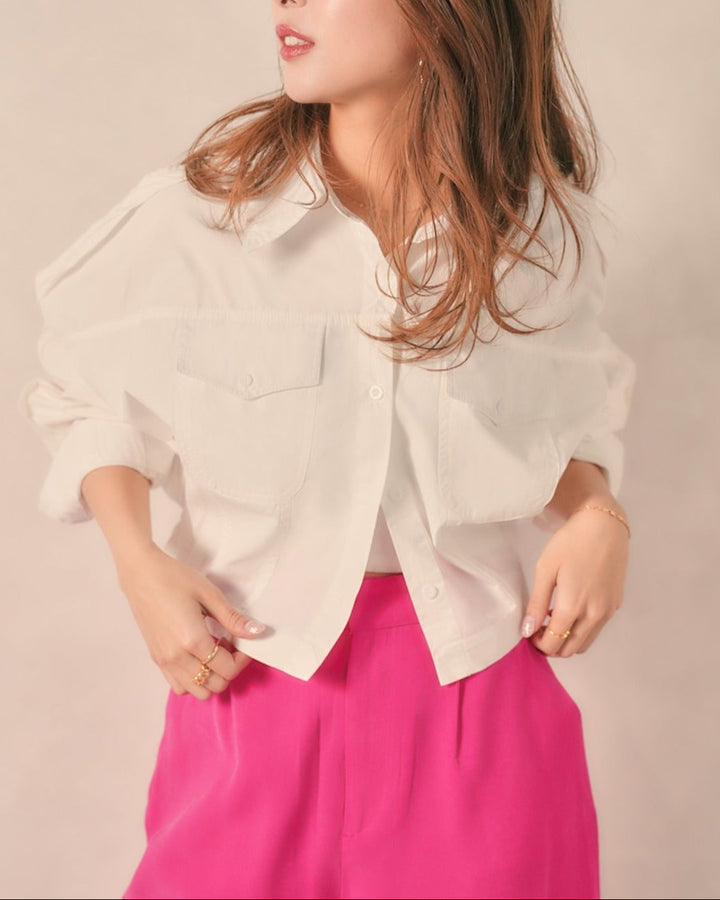 【新品 / キャリー品】クロップドコットンシャツ