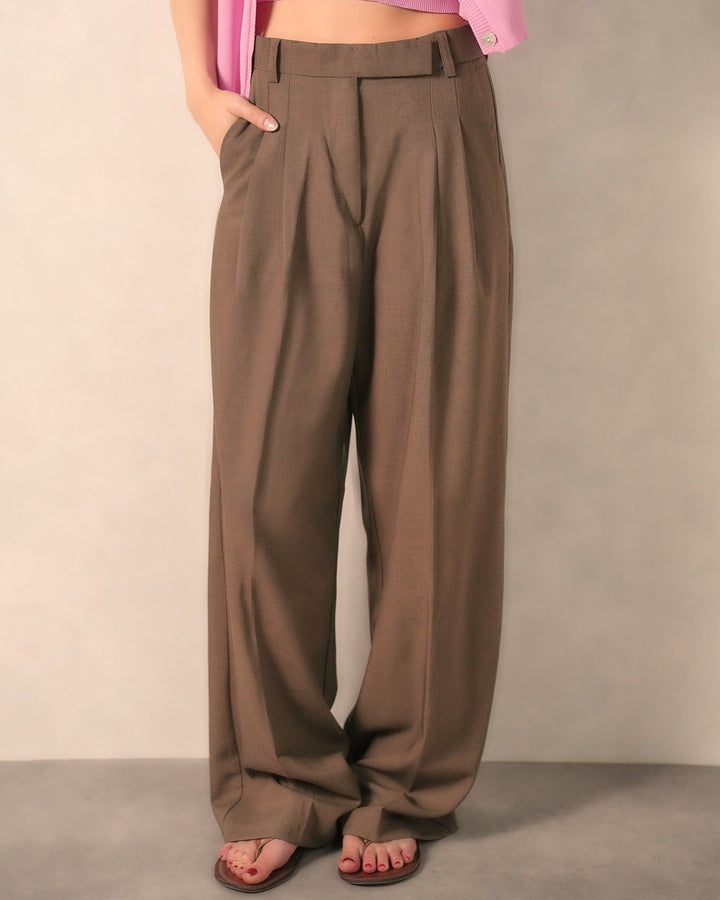 【新品 / キャリー品】ワイドタックパンツ（BROWN）