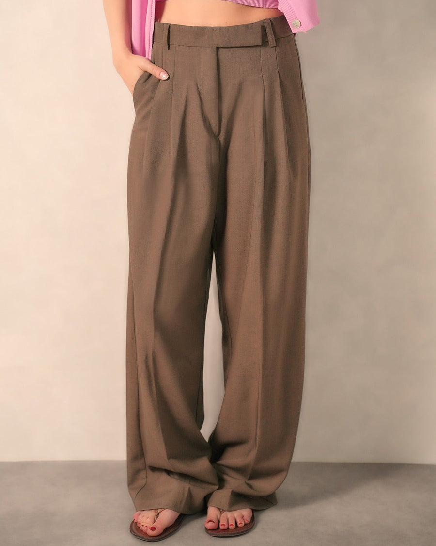 ワイドタックパンツ（BROWN）