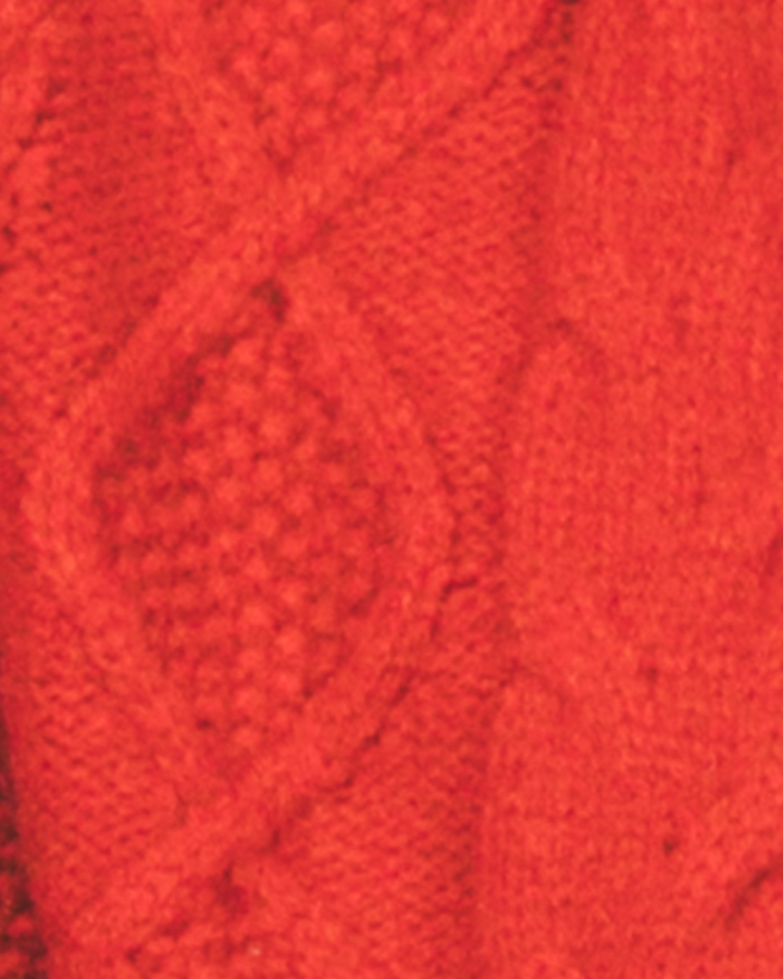 ケーブルKnitクルーカーディガン (RED)