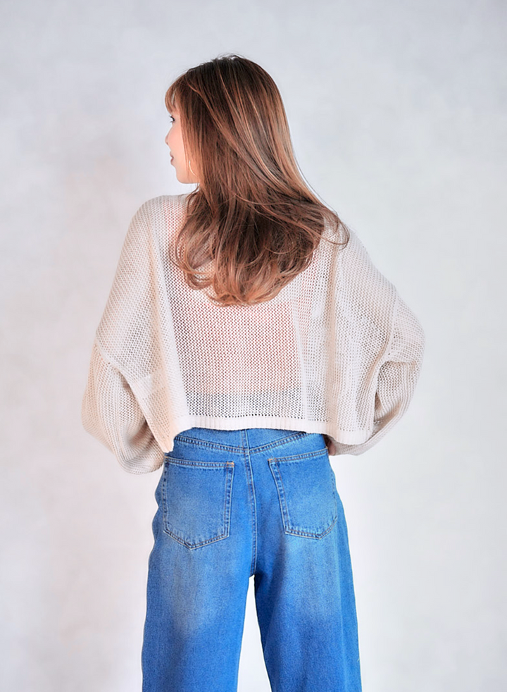 クロップドメッシュニット (BEIGE)