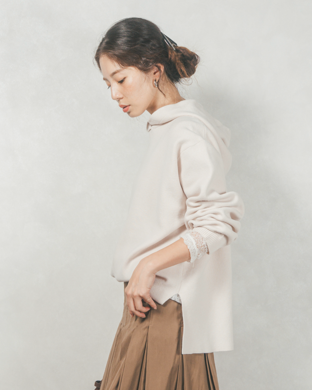 Souffleニットフーディー (IVORY)