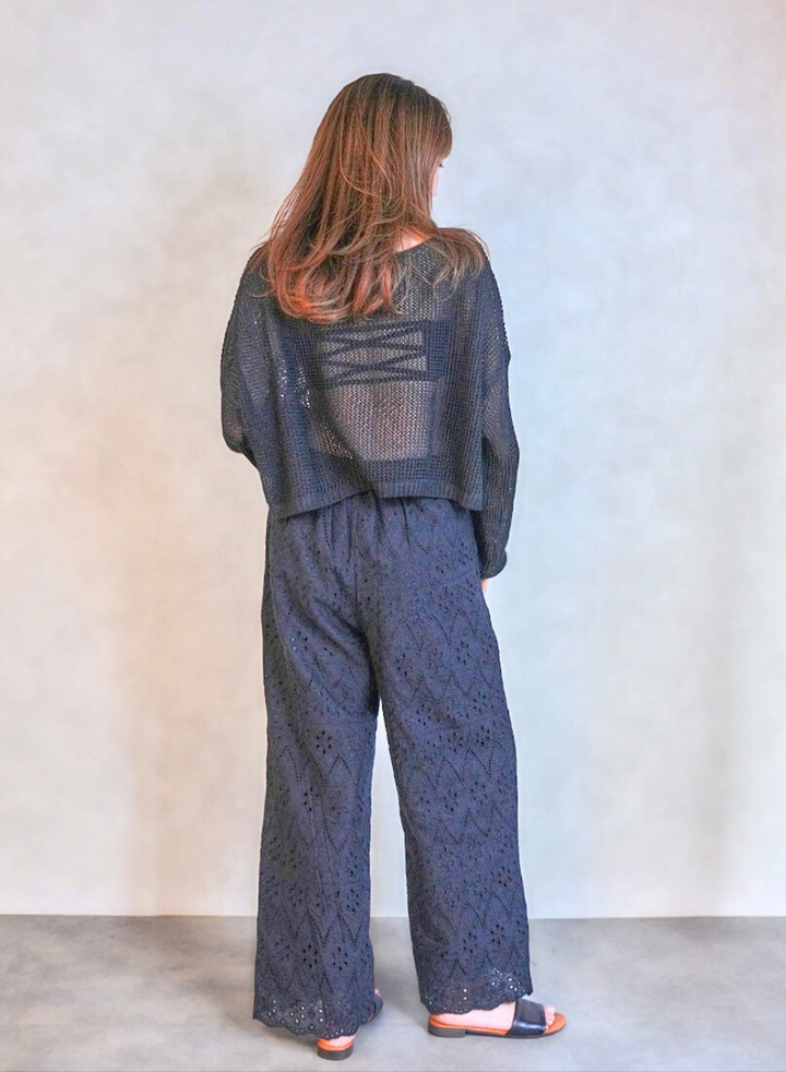 クロップドメッシュニット( BLACK)