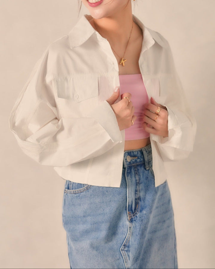 【新品 / キャリー品】クロップドコットンシャツ