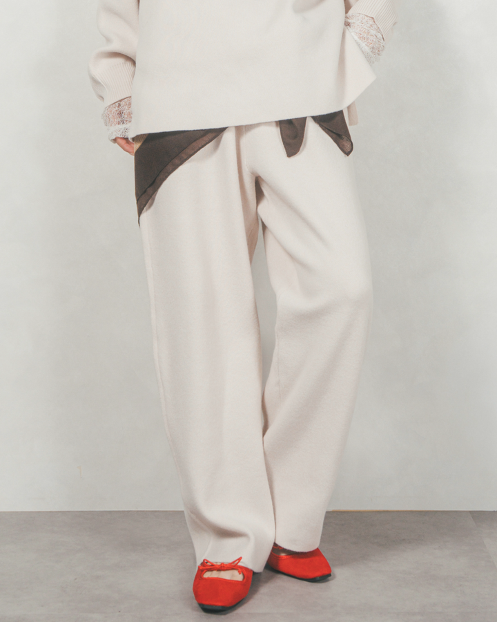 Souffleニットテパードパンツ (IVORY)