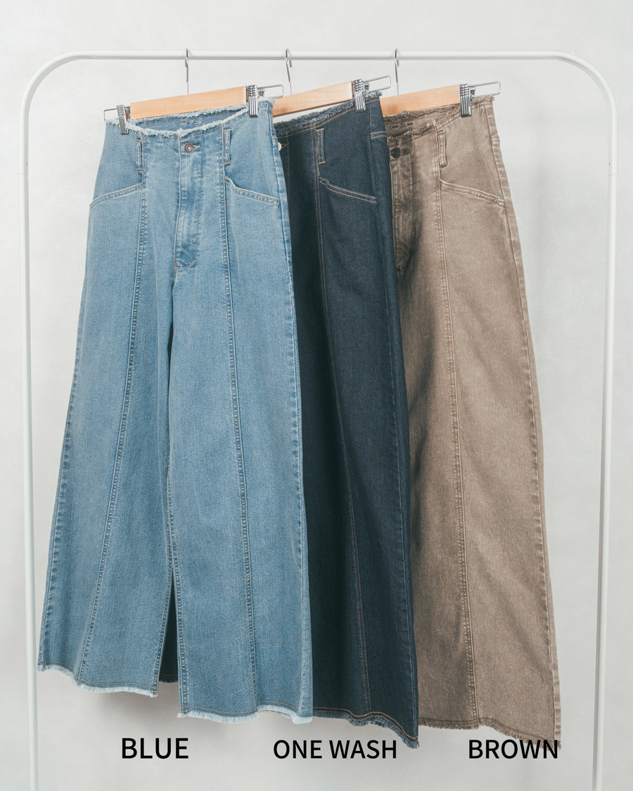 ［SET］マットサテン タックシャツ+センターシーム リラックスワイドデニム（2SET）