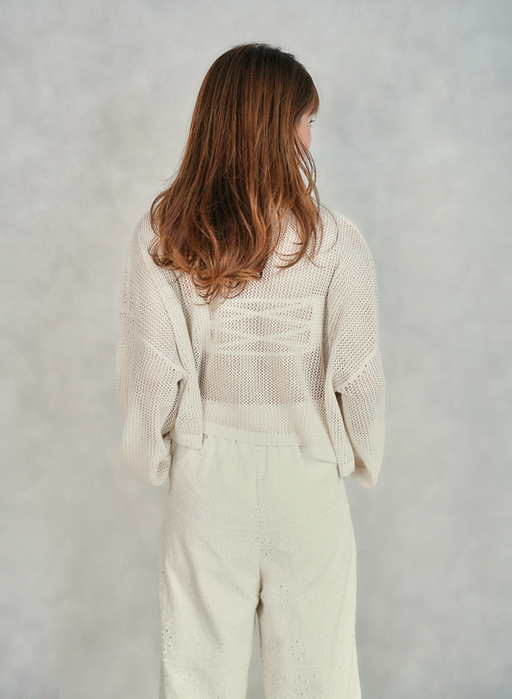 クロップドメッシュニット (CREAM)