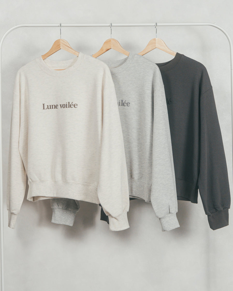 ［SET］フロントシリコンLogoスウェット+ワイドTuckイージーデニム