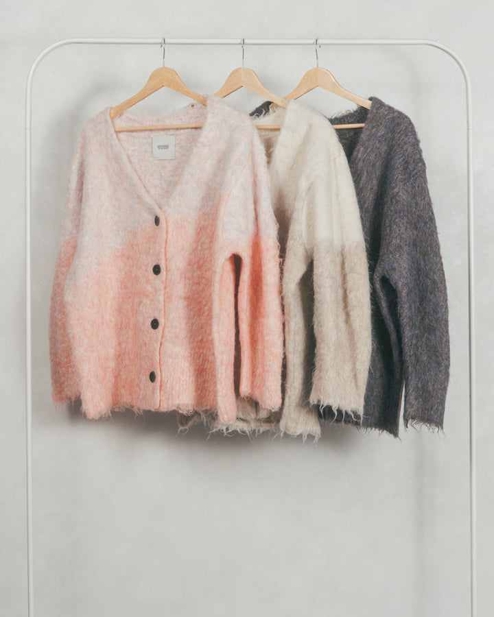 ［SET］Airyフェザー ニットカーディガン+Relaxサテンパンツ（2SET）