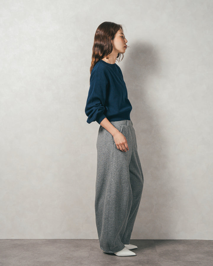 ［SET］スウェットライクロゴ刺繍ニット+Relax 裏起毛カーブパンツ（2SET）