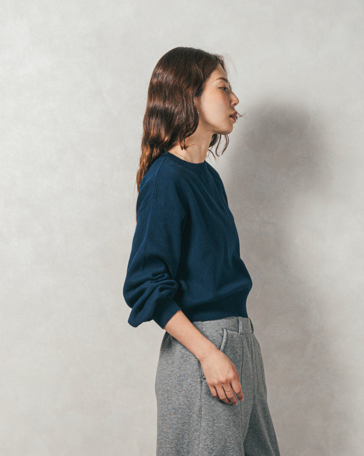 ［SET］スウェットライクロゴ刺繍ニット+Relax 裏起毛カーブパンツ（2SET）