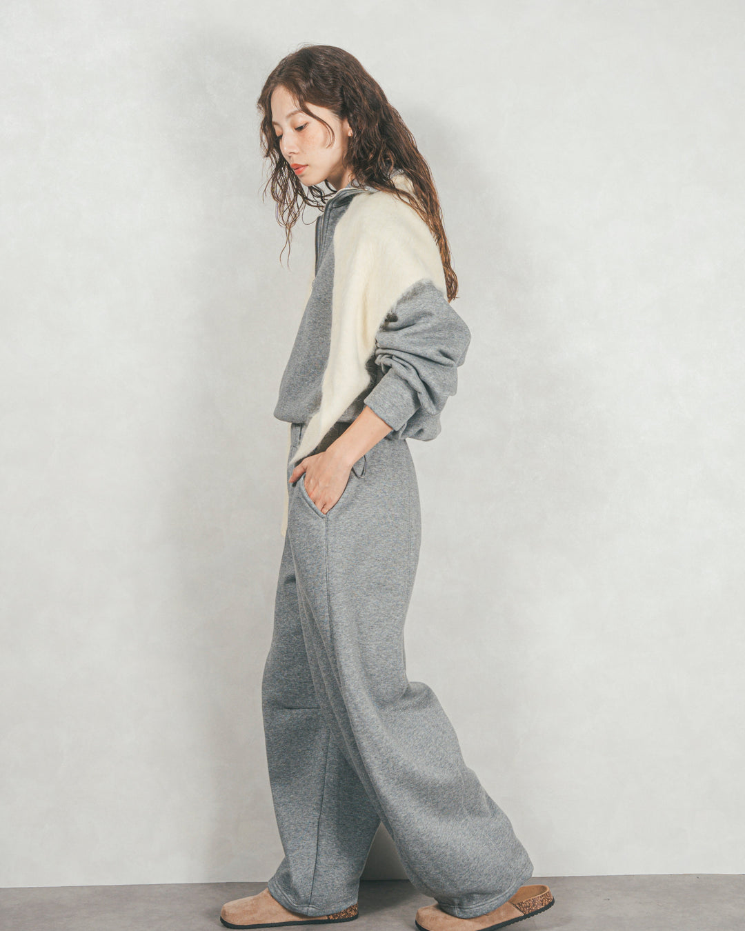 裏起毛ハーフZipスウェット (GRAY)