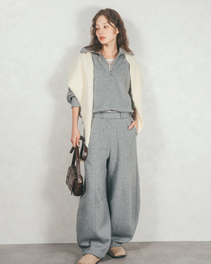 Relax 裏起毛カーブパンツ (CHARCOAL GRAY)