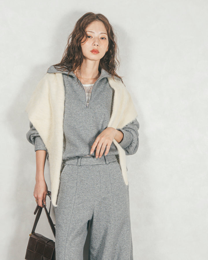 ［SET］裏起毛ハーフZipスウェット+Relax 裏起毛カーブパンツ（2SET）