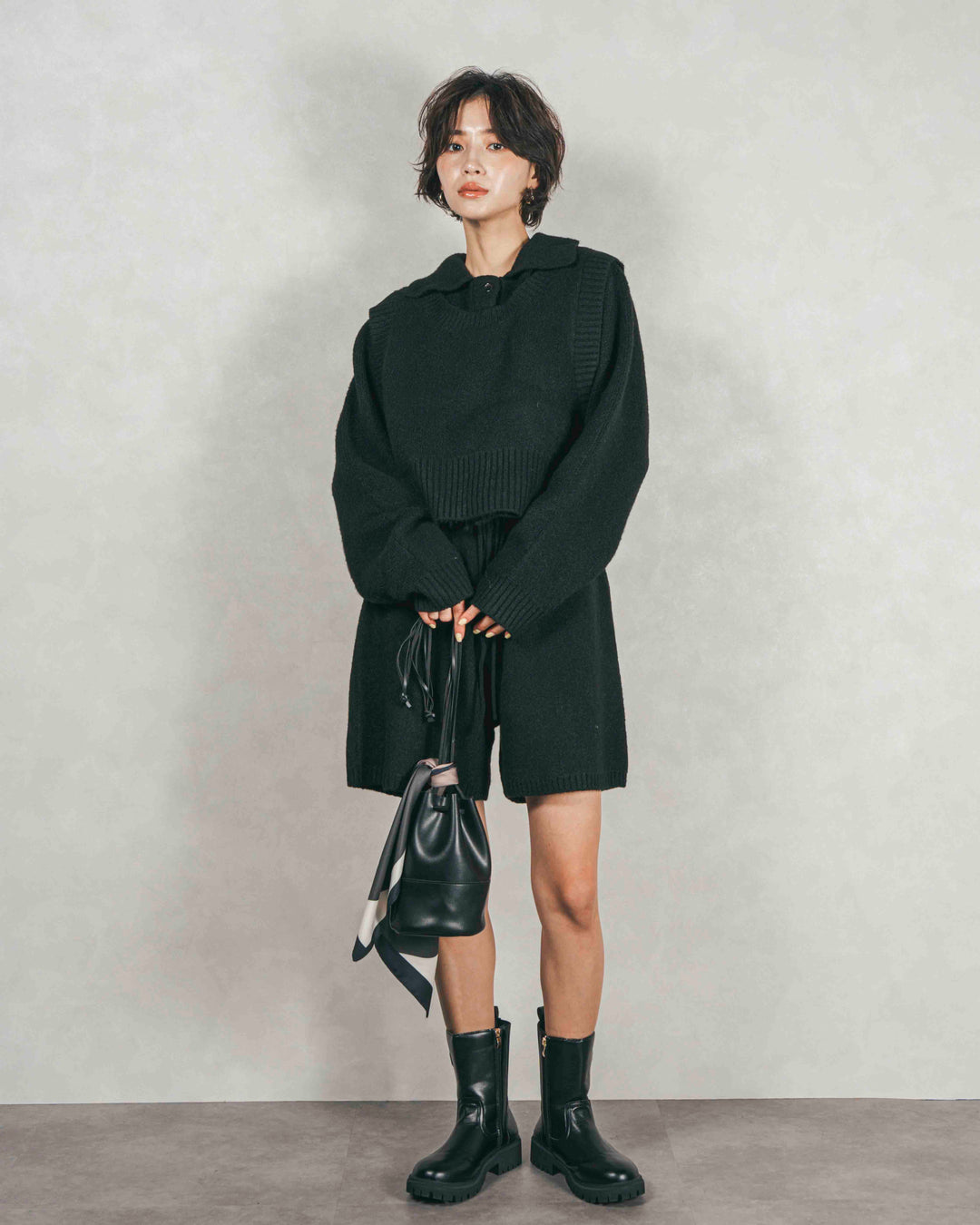 Cloudyメランジハーフパンツ (BLACK)