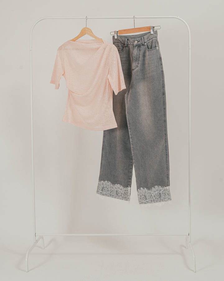 ［SET］カットレース ドレープTee + 接触冷感 10oz裾レースデニム（2SET）