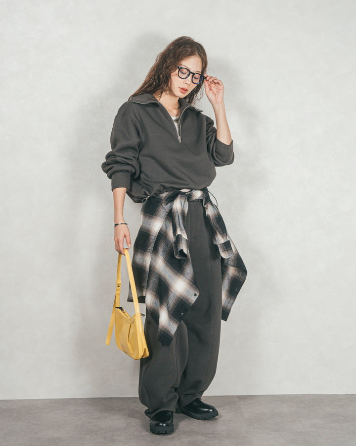 Relax 裏起毛カーブパンツ (CHARCOAL GRAY)