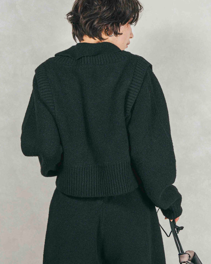 Cloudyメランジクロップドベスト (BLACK)